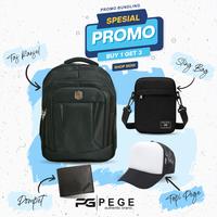 Gambar COMBO Super Hemat Ransel Pria Buy 1 GET 4 Topi Dompet Slempang-PG BUNDLING 08 - PG BUNDLING 08 - A dari Pege.id Kota Surabaya 1 Tokopedia
