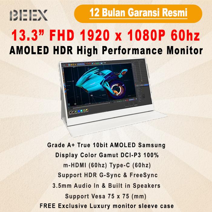 Jual Portable Monitor BeeX OLED 13 3 GAMING HDMI USB TYPE C LED HDR 