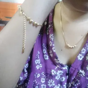 Set Perhiasan 18K Kalung + Gelang "Lima Berkah" Elegan Electroplating Berkualitas Tinggi