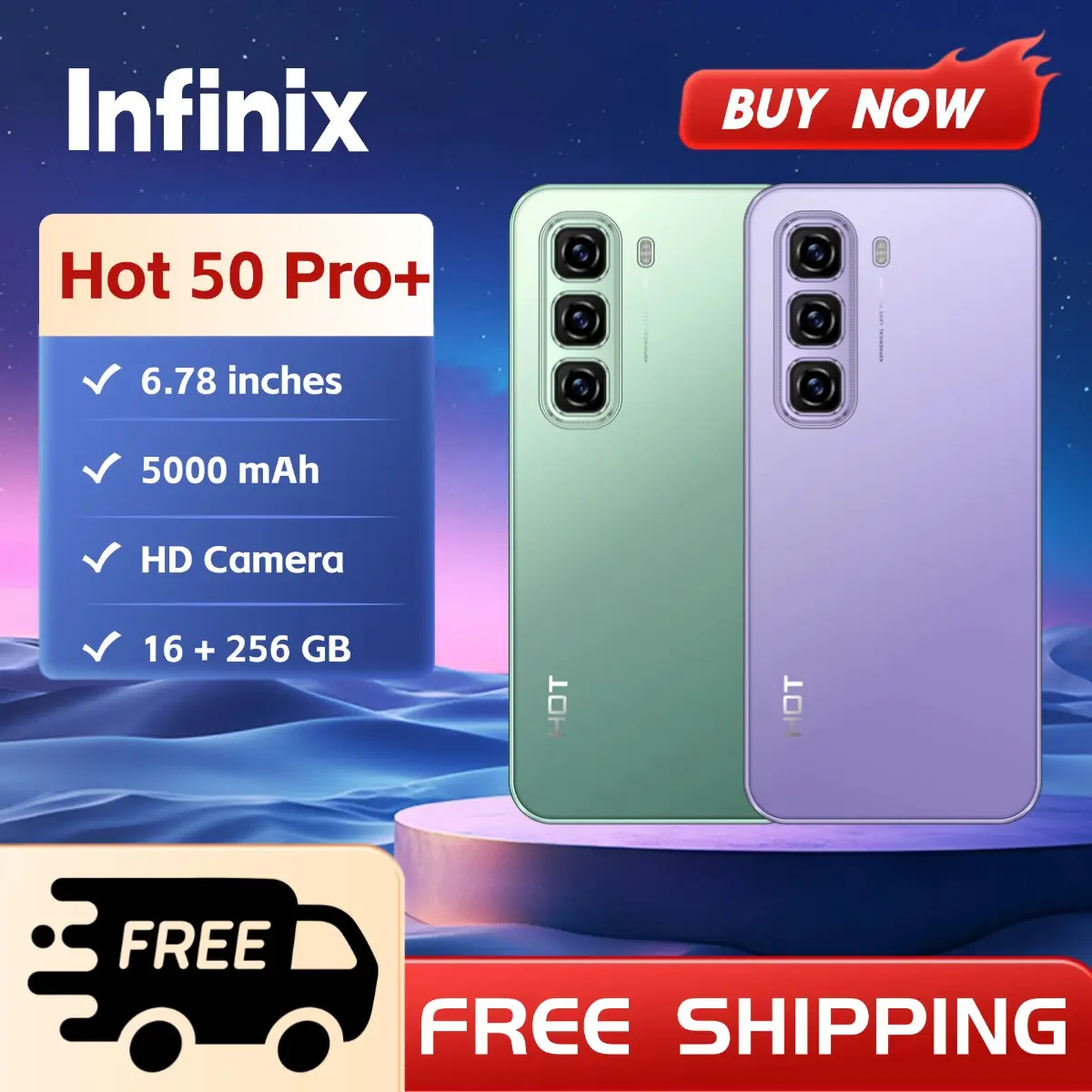 Infinix Hot 50 Pro+ Smartphone Free Shipping 6.78 inches 5000mAh HD Camera 16Rom + 256Rom