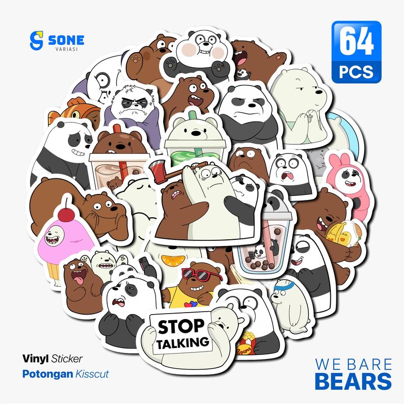 [SONE VARIASI] 64PCS Sticker Pack Aesthetic / Stiker We Bare Bears ...