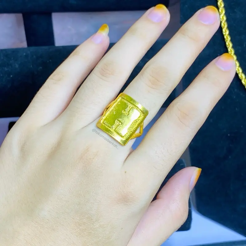 Cincin variasi gliter elpong & cndol lapis emas 24k (emas bervariasi) 1