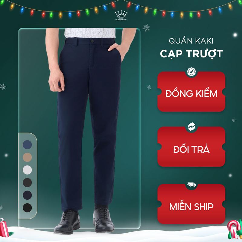  Quần kaki Nam Cạp Trượt Richard Adam Chính Hãng Vải Kaki Cao Cấp side tab Co Giãn Thoải Mái Ống Đứng suông quankaki trung nien QK221024 