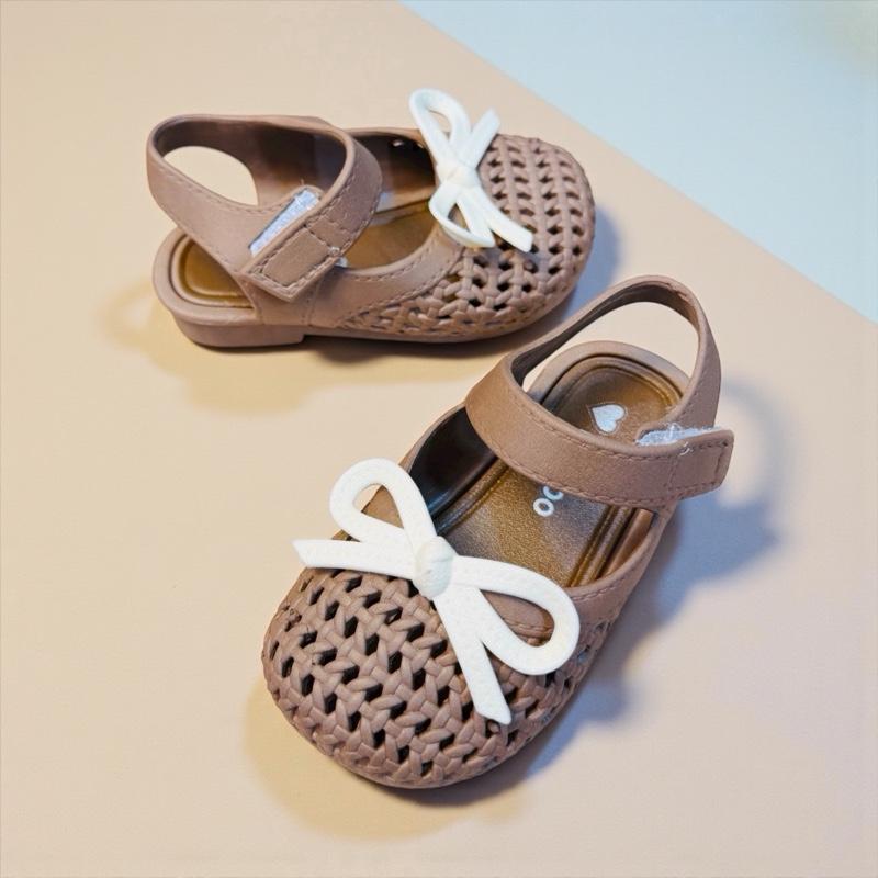  Giày búp bê nơ siêu mềm dạng lười cho bé thiết kế có quai dán màu siêu hot cho bé gái tập đi 