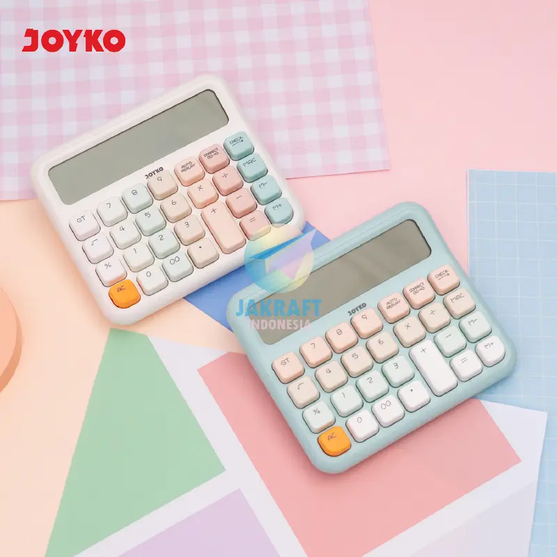 (1 Pcs) Kalkulator Pastel JOYKO CC-63ACO Calculator 12 Digits Big Dispay Check Correct 112 Steps AAA Battery Mechanical Marshmallow Button 4