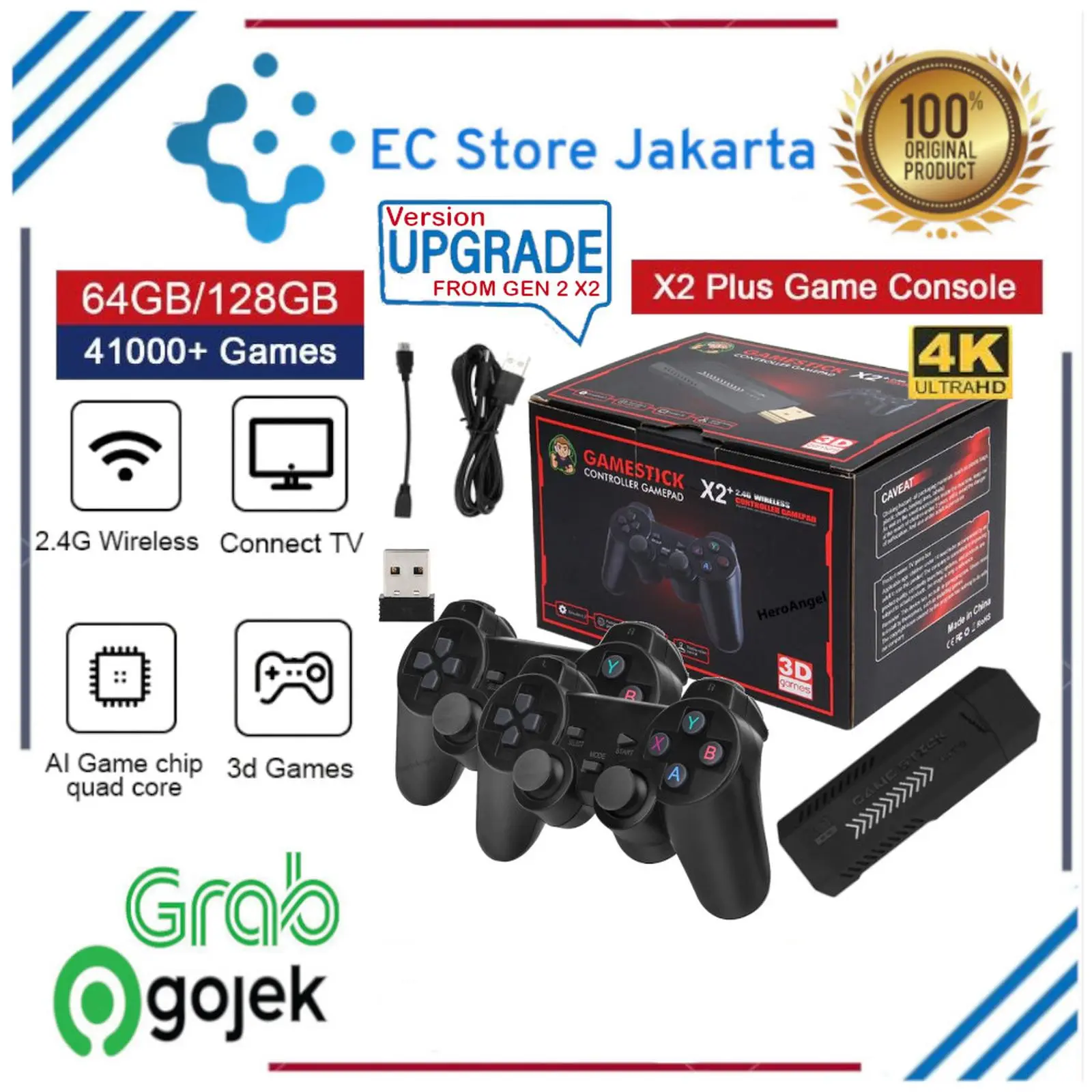 Game Stick 4K Gen 2 Console Wireless Gamepad HDMI TV Retro Video Game
