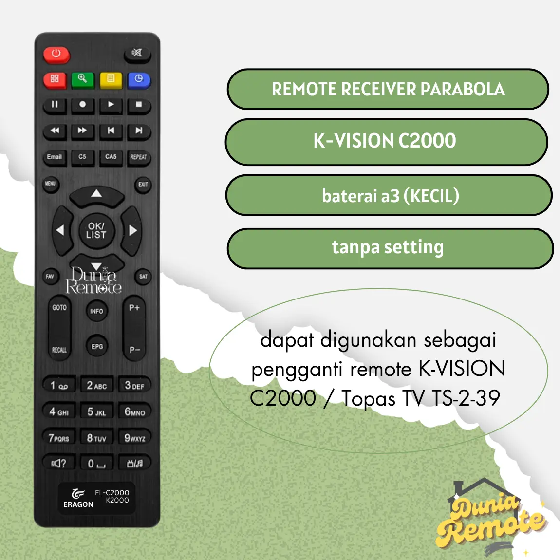 REMOT / REMOTE RECEIVER PARABOLA KVISION C2000 / GROSIR DAN ECER