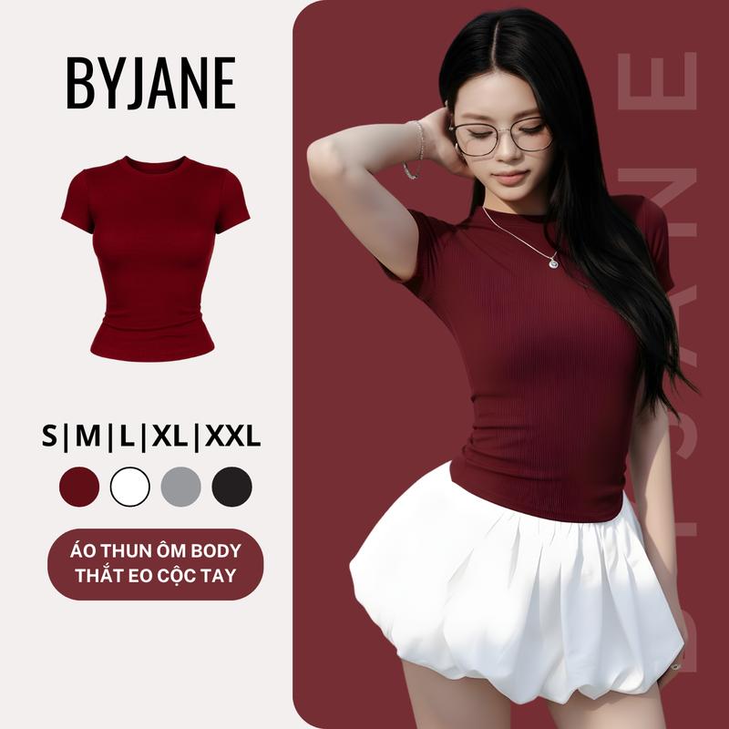    MÀU MỚI   Áo Thắt Eo Ôm BYJANE cotton Trơn Women S M L XL XXL-315 