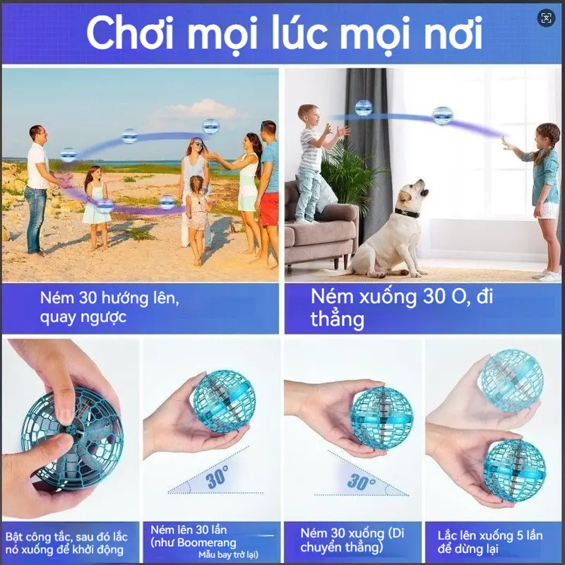 Đồ chơi bay Orb, Flynova Pro UFO xoay 360 °, Đồ chơi bay Tích hợp đèn LED phát sáng RGB, Boomerang bay Orb, Món quà sinh nhật 4