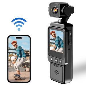 Cámara de acción HD Mini, Cámara portátil para Vlog con Rotación 360°, Pantalla LCD a color de 1.54 ‘’, Visión nocturna IR, Cámara de grabación de video, Cámara deportiva inalámbrica WiFi para esquiar, andar en bicicleta