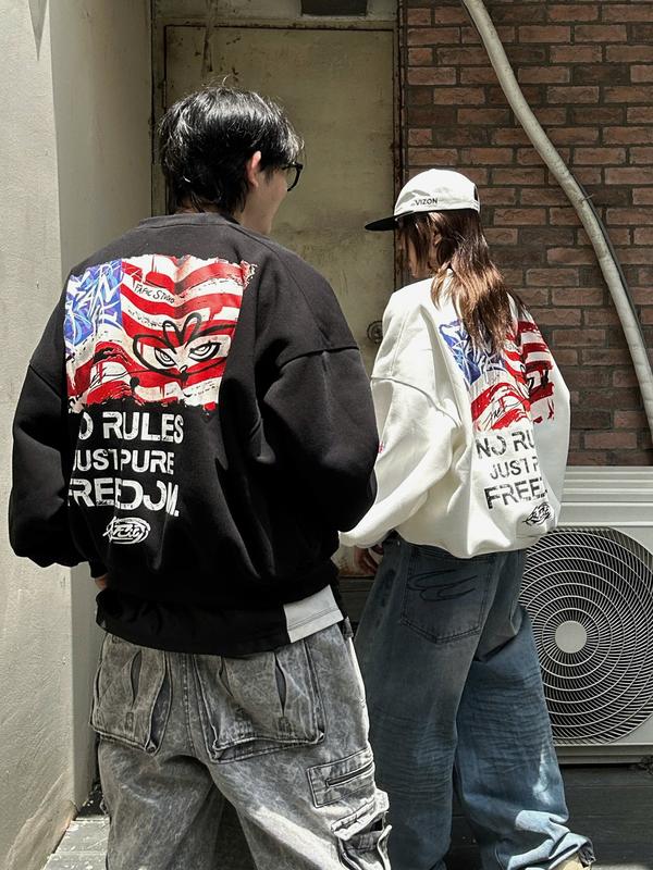  Áo Sweater Freedom Nỉ Bông Nam Nữ Form Rộng  Unisex Áo Khoác Streetwear Trend Thu Đông 