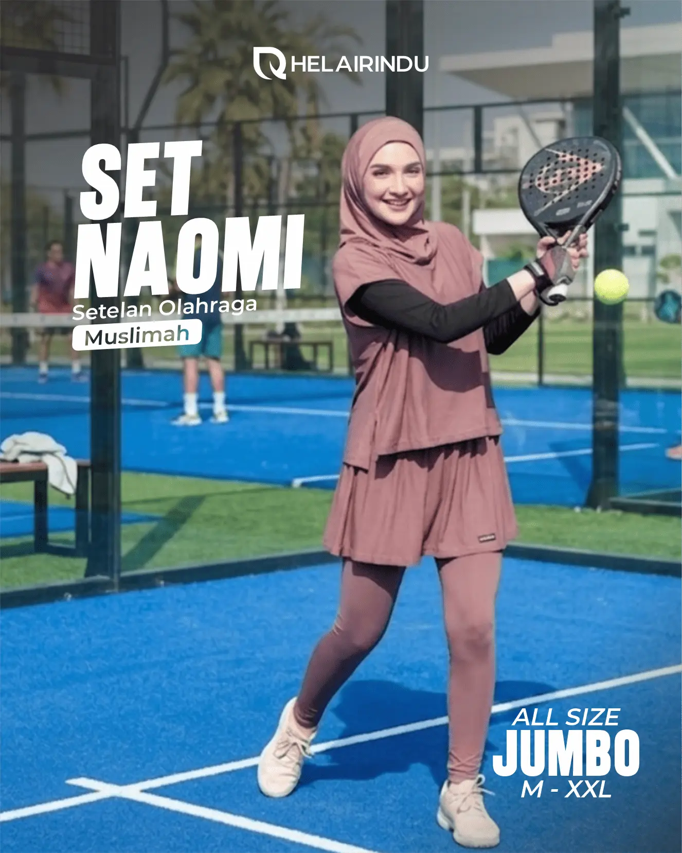 HELAIRINDU - Setelan Olahraga Wanita Hijab Outer Hoodie dan Legging Rok Naomi Set