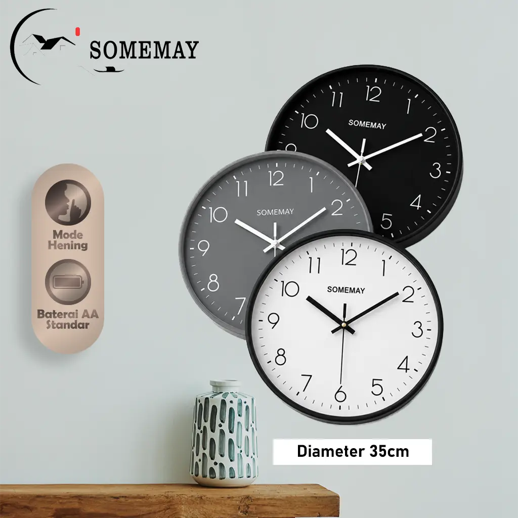 SOMEMAY Jam Dinding  M19/ Jam dinding aesthetic diameter 30 cm/ Jam dinding tempel