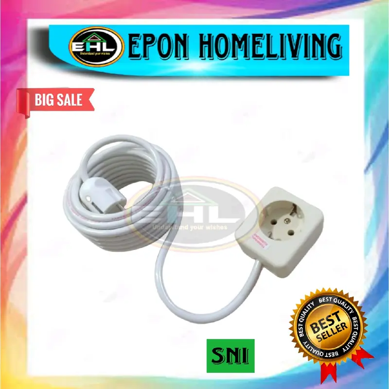 colokan isi 1 stop kontak listrik berkualitas warna putih ukuran 0,5.2.5.7.10.15 meter kabel ka 0