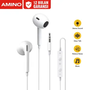 AMINO 3.5mm Jack Headset Handsfree EP07 lubang Jack Stereo Wired In Ear Earphone MIC Bass Android Untuk samsung xiaomi oppo infinix huawei vivo Peredam Kebisingan