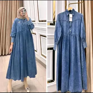 Verve Dress Jeans Washed Snow – Gamis Maxy Anggun untuk Segala Kesempatan