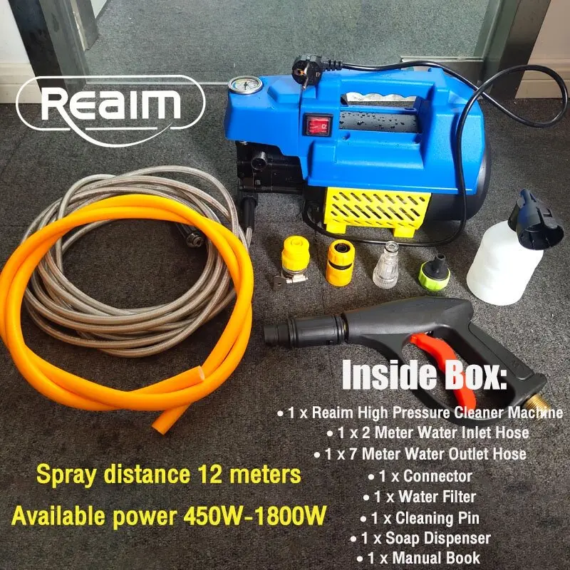 REAIM 450W  Jet Cleaner motor & mobil High Pressure Washer Alat Cuci Mobil cuci motor tekanan Alat steam cuci 7