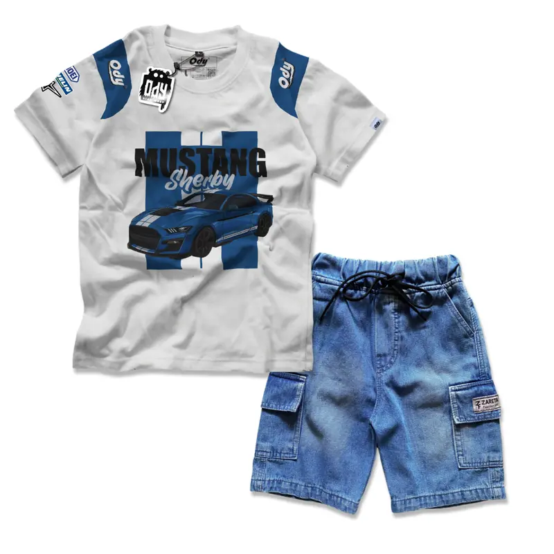 Setelan Kaos Distro Anak dan Celana Cargo Pendek Laki-Laki Usia 3-12 Tahun - Fashion Anak Laki-Laki liburan 6-7 tahun 0
