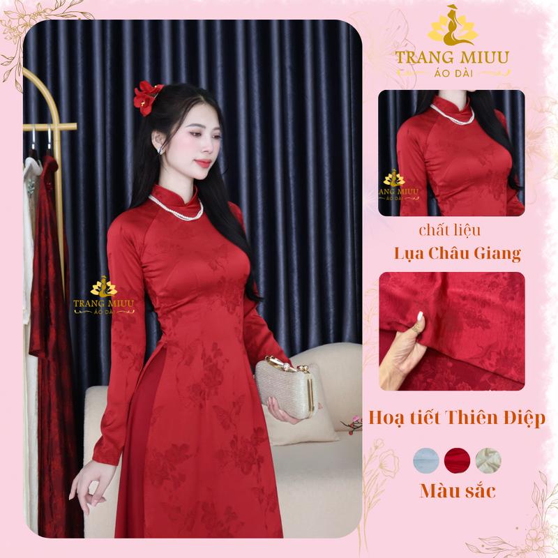 Thiên điệp Áo dài truyền thống lụa châu giang mềm mịn co dãn cao cấp - Áo Dài Trang Miuu