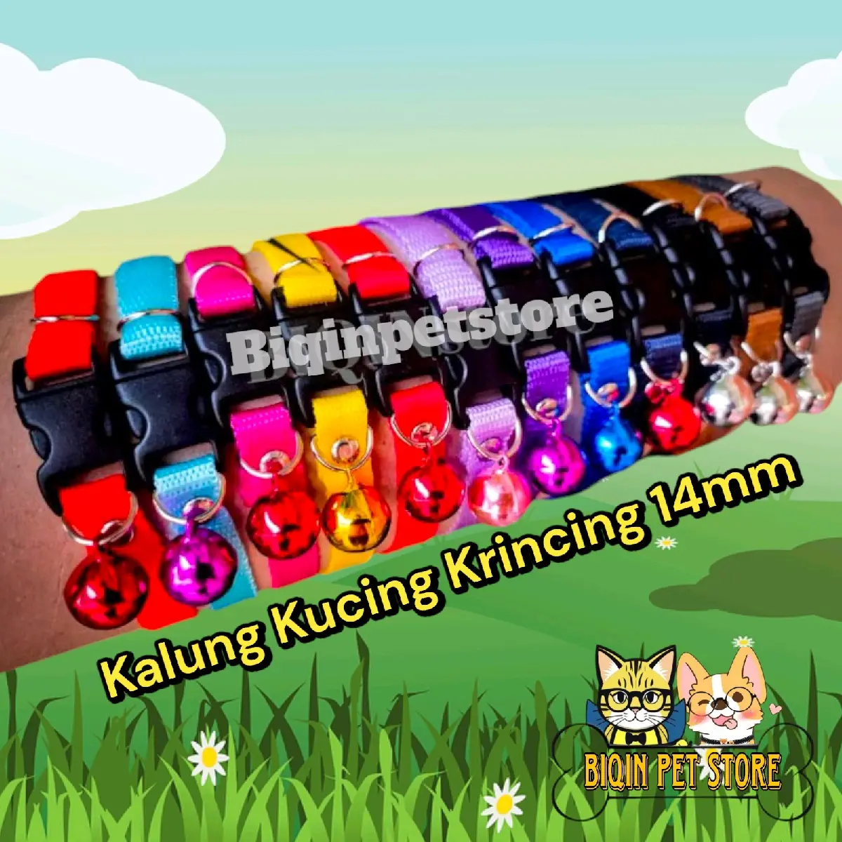 kalung kucing anjing kelinci krincingan 14mm