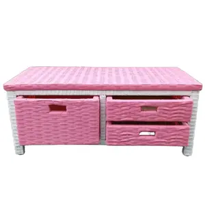 Meja TV Rotan Minimalis Modern dengan Lemari Laci 3 Mini - Furniture rak sintetis