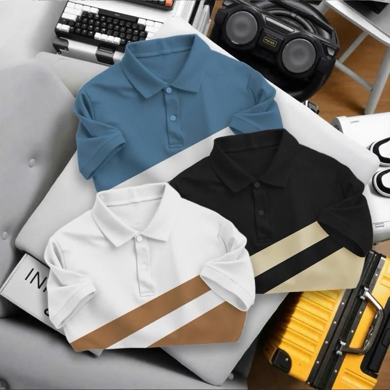 COMBO 3 ÁO POLO PHỐI SỌC CHÉO VẢI THUN CÁ SẤU POLY