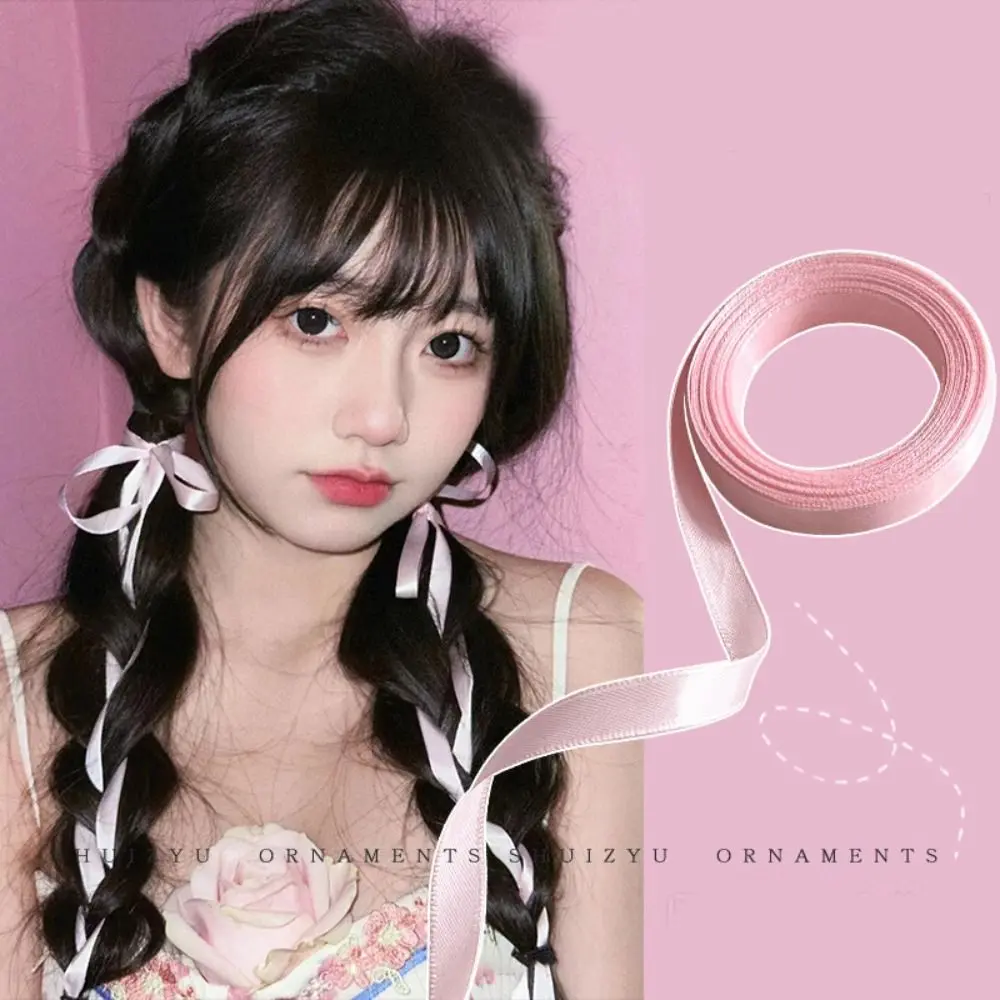 Sweet Colorful Braided Ribbon Hair Band Twist Long Silk Hair Tie Hair Accessories Headwear Headband Girls