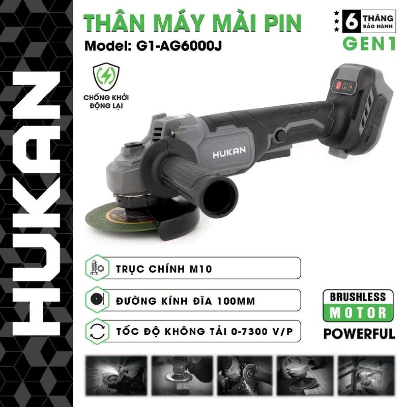 Máy mài pin HUKAN G1-AG6000J Không chổi than chỉnh 3 tốc độ chống sốc đá và khởi động lại Công tắc bụng chân pin phổ thông