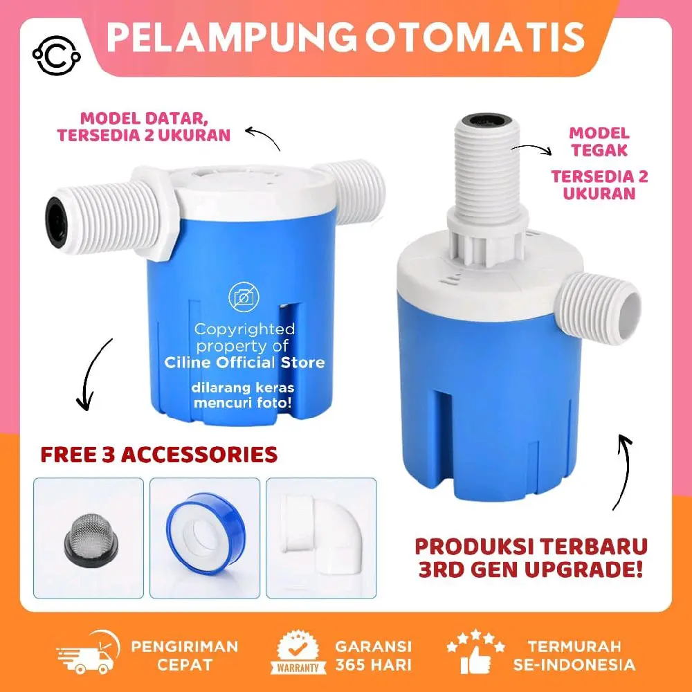 Kran Otomatis Bak Mandi 1/2 Sensor Keran Tandon Air Pelampung Toren / Pelampung Kran Air Otomatis Pelampung Otomatis 1/2"