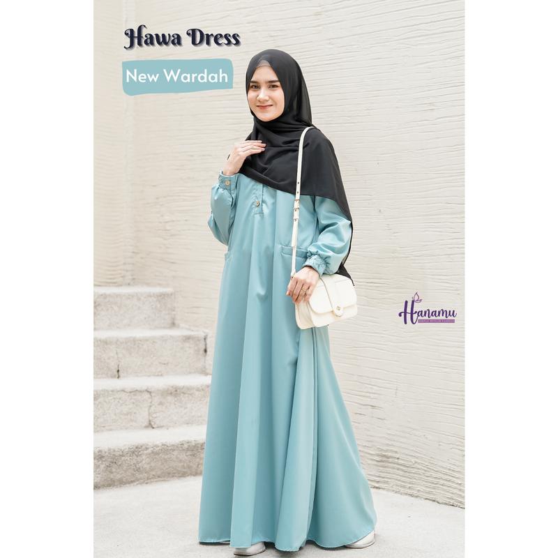 Hanamu Gamis Toyobo Polos Basic HAWA Series - HANAMU l Bisa COD ya Dress Lembut 5
