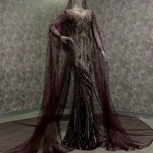 Ball gown Burgundy Gold mewah murah