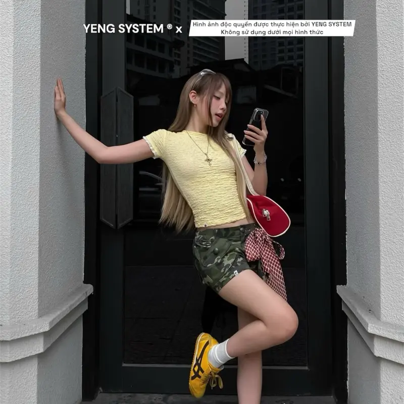 [YENG SYSTEM] Quần short camo cạp thấp y2k “ TEQUILA “ cho nữ Women 1