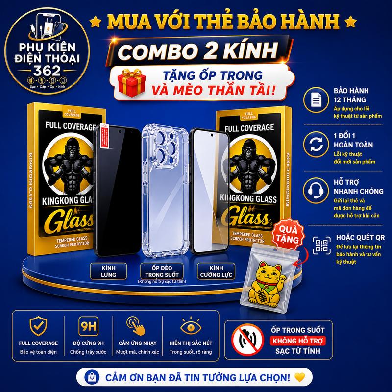 KingKong Glass Combo 2 Kính Cường Lực Có Khung Trợ Dán Chống Nhìn Trộm Viền Đen Siêu Mỏng Full Màn 9H Bảo Mật Tuyệt Đối Chống Xước Va Đập Mạnh