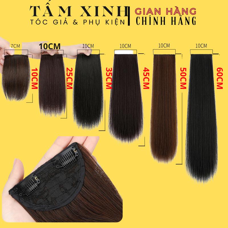 Tóc giả kẹp phồng tóc nữ loại đẹp kẹp phồng chân tóc giả dài 10cm- 25cm - 35cm - 50cm GIÁ 1 BÊN