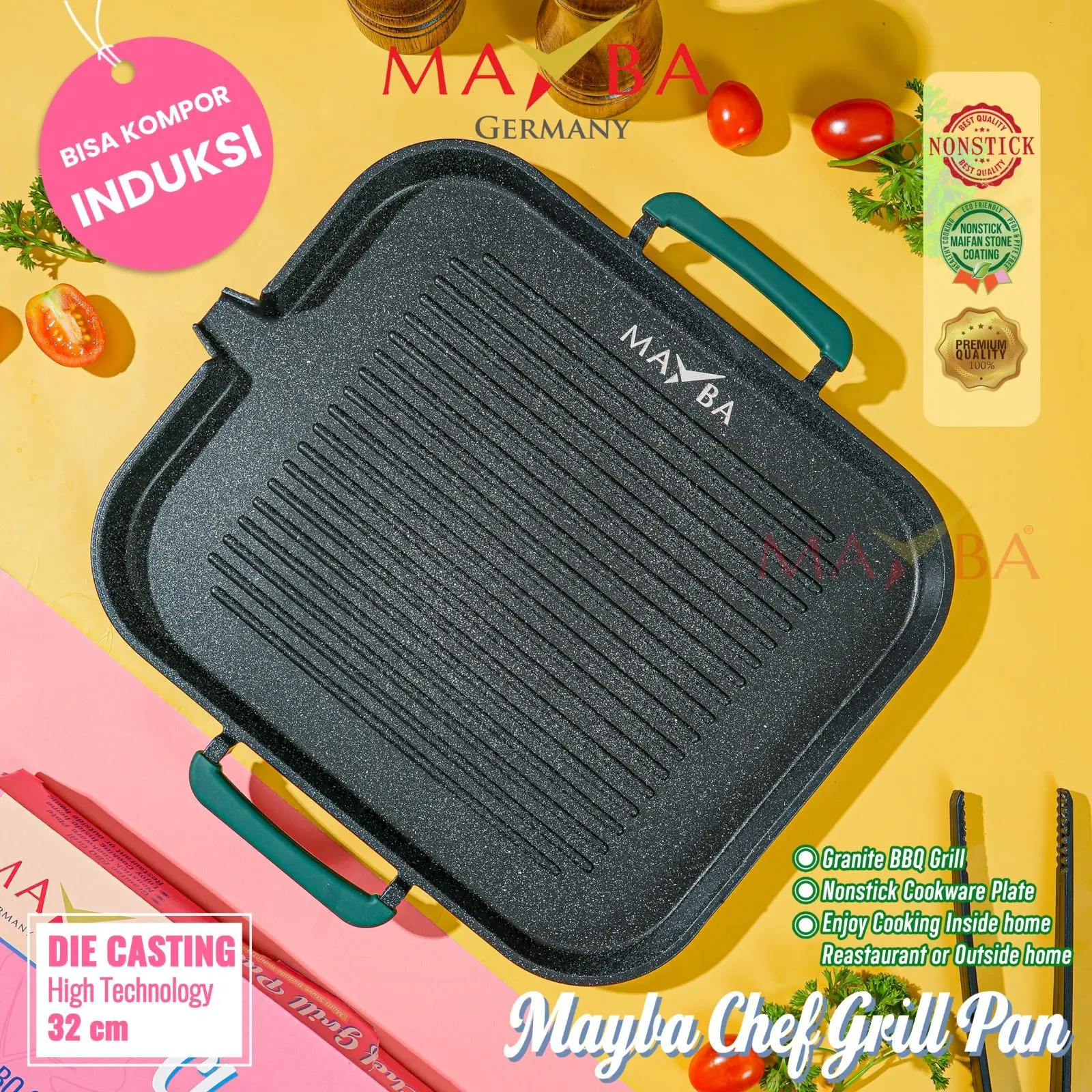 Panci Barbeque CHEFSTAR GRILL PAN Anti lengket / Panggangan 2155 Tebal