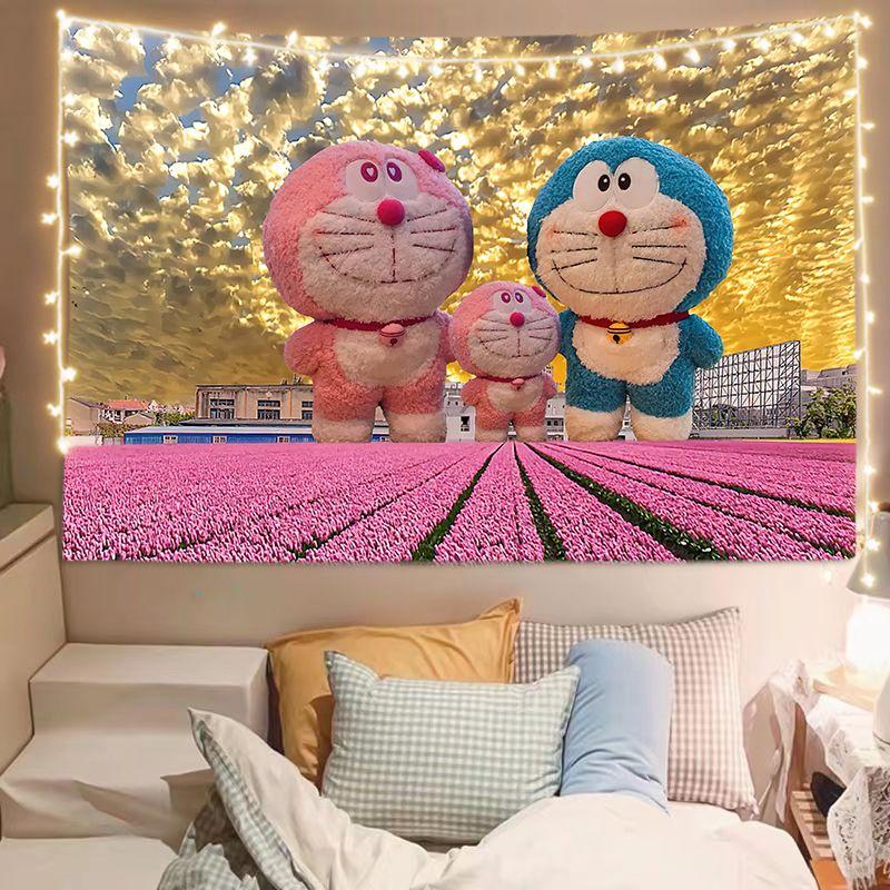 Trang Trí Doraemon Cho Phòng Ngủ Và Phòng Khách, Tranh Tường Vải Bố Trên Tường, Tấm Thảm Vải Treo Trang Trí, Vải Nền Trang Trí (150-130Cm, 150-200Cm) 1