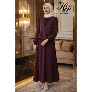 Maudy Dress - Gamis Cringkel Mix Jaguar Fukoro Premium Gamis Muslim Terbaru Gamis Lebaran 2026 Mewah Cantik Elegant