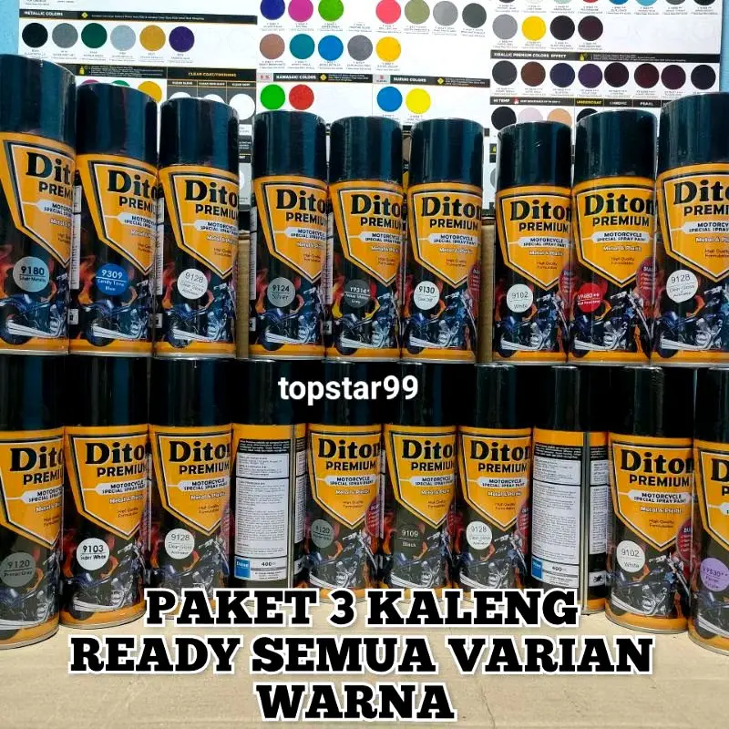 Pilok Pilox Cat Diton Premium Paket 3 Kaleng 400cc Ready Berbagai Varian Warna Paketan Lengkap Doff Dop Metalic Metalik Glossy Mengkilap Candy Spray Paint Black Hitam 9109 Epoxy 9120 Clear Pernis 9128 White 9102 Silver 9124 9180 9184 9239