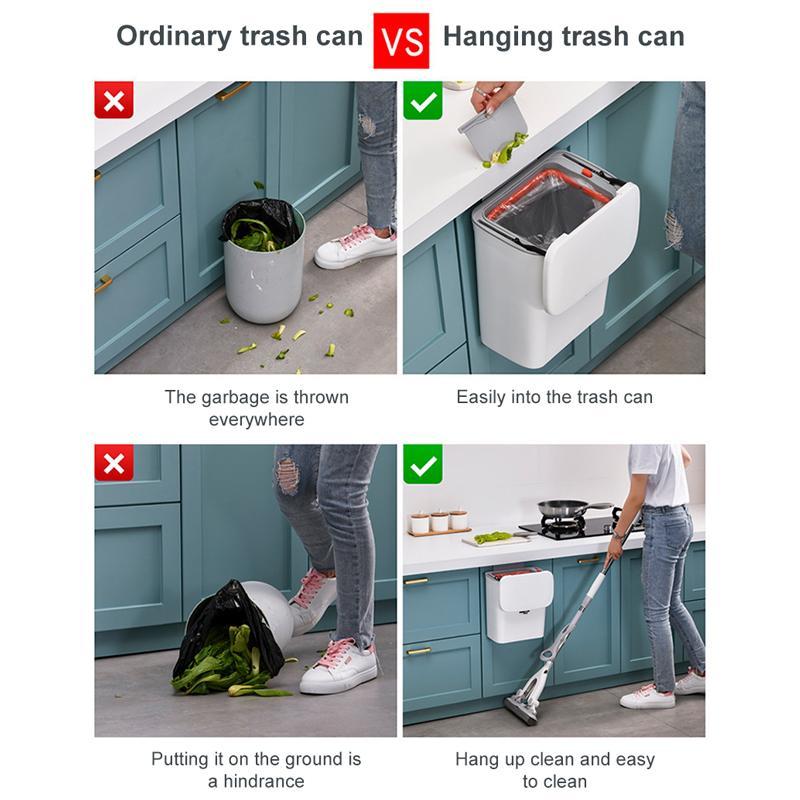 Product Introduction of 【Baodan】Wall Mounted Hanging Trash Bin For Kitchens Cabinet Door With Lid Kitchen Trashs Bin Garbage Cans Counter Bins Trash Can Kitchen 21