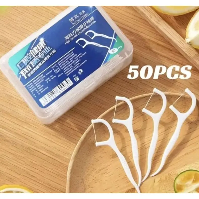 BENANG TUSUK GIGI PEMBERSIH SELA GIGI STERIL DENTAL FLOSS BENANG GIGI TOOTHPICKS 50PCS