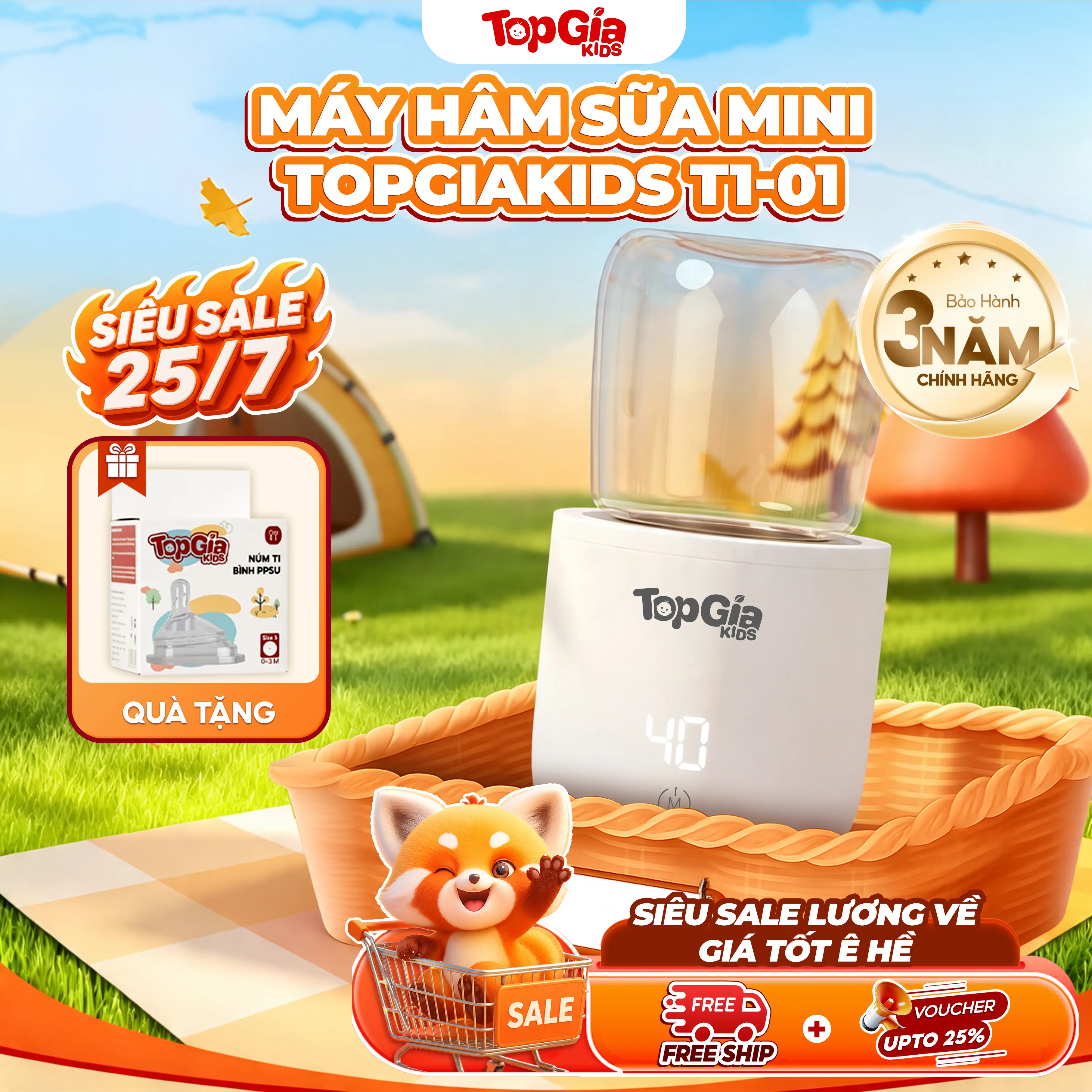 (TẶNG NÚM TI - DEAL GIỚI HẠN) Máy hâm sữa mini cầm tay cao cấp T1-01 TOPGIAKIDS tiện lợi phù hợp với nhiều loại bình. Bảo hành 3 năm, lỗi 1 đổi 1 trong 30 ngày (Tặng kèm 1 bình hâm sữa và 4 đầu chuyển đổi cổ bình)(897)