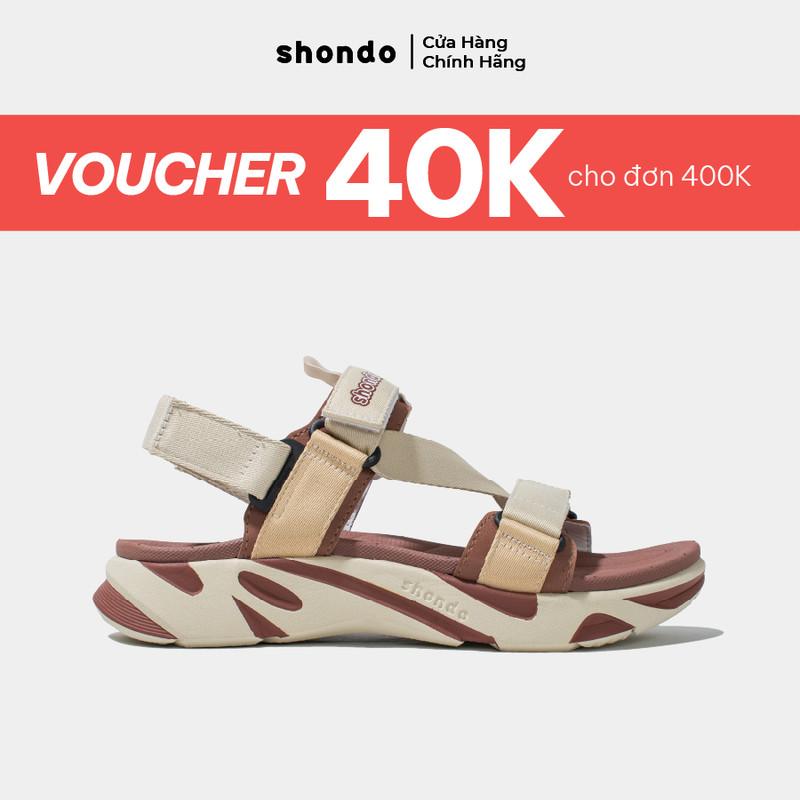 [Nên tăng 1 size] Giày Sandals Nam Nữ SHONDO F8 Thời Trang, Êm, Nhẹ, Đi Học Đi Chơi Màu Be Nâu F8M2925