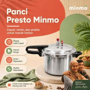 [Eksklusif Laras Arifin] Minmo Panci Presto Aluminium Multifungsi Anti Lengket, Panci Masak Tekanan Untuk Kompor Gas dan Api, Tersedia Berbagai Ukuran 4L 5L 6L 8L 10L 12L 14L, Cocok Untuk Kebutuhan Dapur Rumah