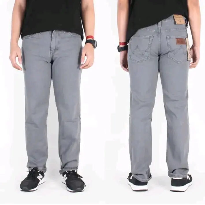 Celana Jeans Pria Wonyles Standar Abu Panjang Hitam Dewasa Fit Denim Distro Casual Muda Nyaman Retro Stretch Slim Biru Keren Cowok - Slimfit, Skinny