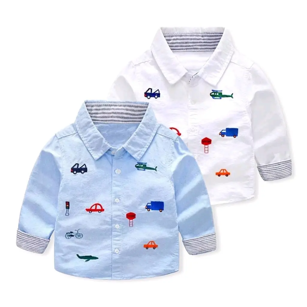 Kemeja Lengan Panjang Anak Laki-Laki Motif Transportasi KMJ03 1 - 5 Tahun