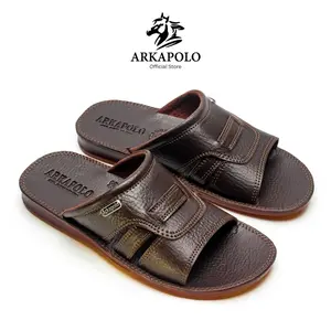 ARKAPOLO Sendal Kulit Pria Berkualitas Nyaman Dipakai Selop Size 39-43 Sandal Jepit Unik Stylish untuk Berbagai Kesempatan SandalKulit SandalPria SandalJepit SandalLucu