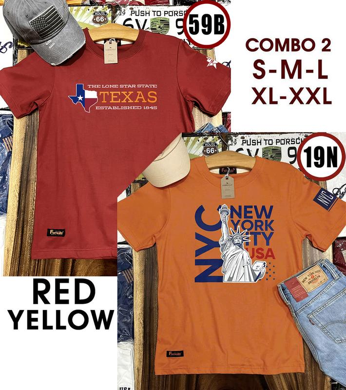 COMBO 2 ÁO ĐỎ CAM đầy đủ Size - Áo thun Thái Lan Nam Nữ - 100% Cotton - Thiết kế Form Regular Fit, phong cách Âu Mỹ cổ điển. Kiểu dáng phù hợp cho cả nam lẫn nữ.