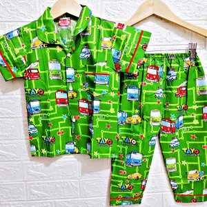 PIYAMA ANAK MOBIL HIJAU/BAJU TIDUR ANAK