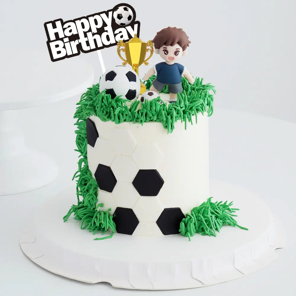 Topper Kue Tema Sepakbola / Football / Soccer Piala untuk Hiasan Cake Ulang Tahun Anak Bola