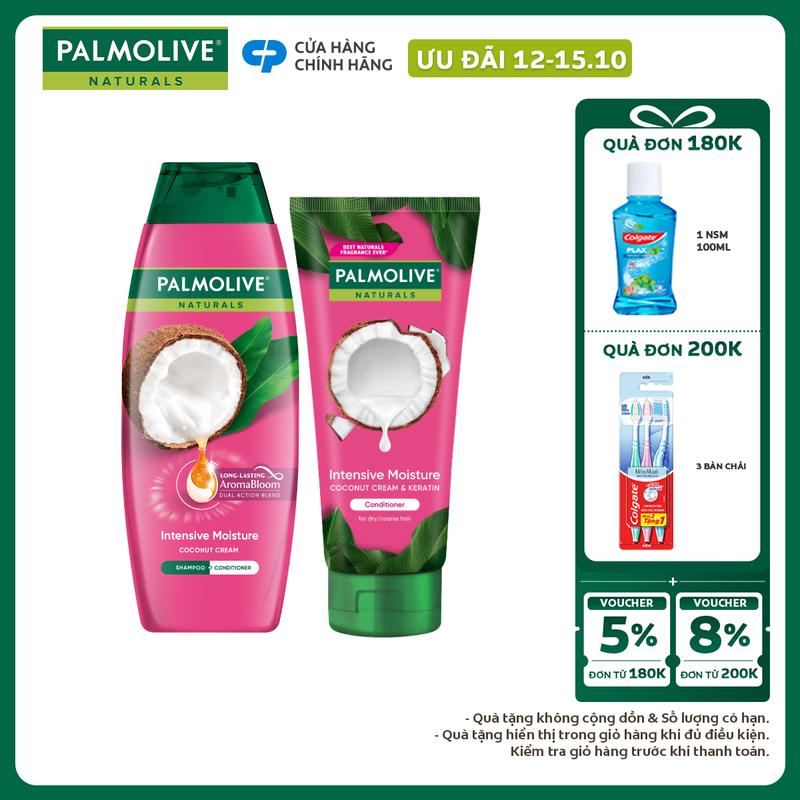 [Ưu đãi 12-15.10] [MỚI] Bộ Dầu gội và Dầu xả Palmolive chiết xuất thiên nhiên & keratin cho tóc mềm mượt, lưu hương bền lâu 180ml